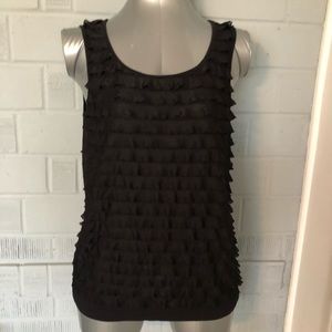 Pretty black Ruffle top by Loft , size L